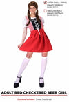 Adult Beer Girl Red Checkered Costume